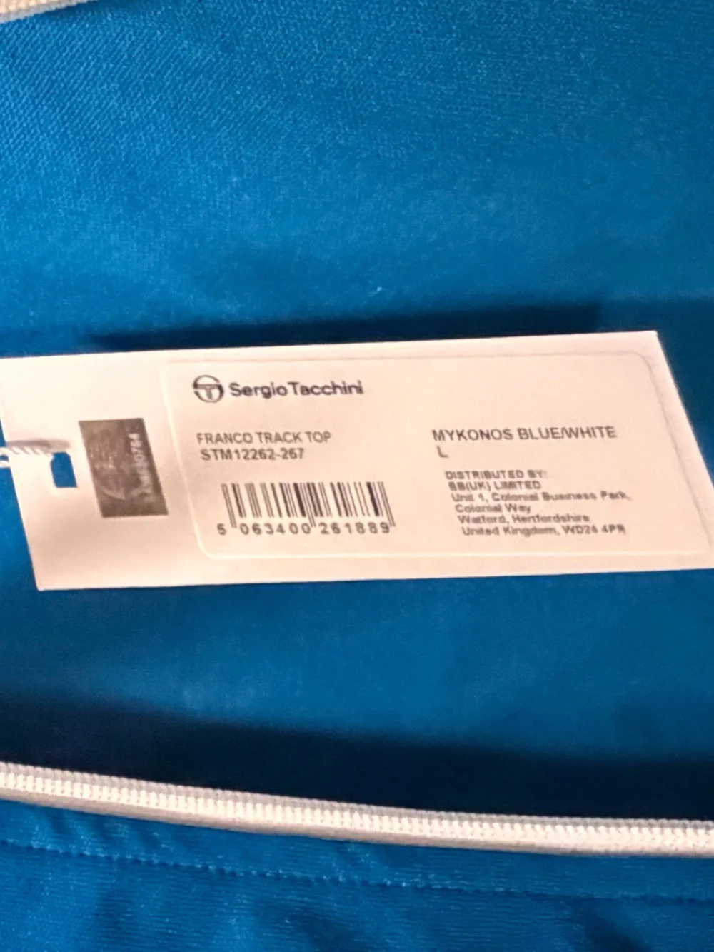 🛑 Sergio Tacchini Franco Side-Stripe Track Jacket Mykonos Blue/White - NWT